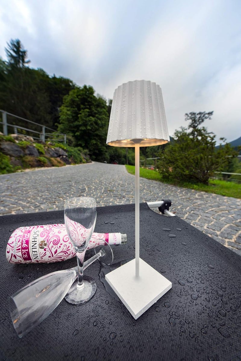 Sompex Troll 2.0 LED Table Lamp | IP54 (splash and dust proof) | 2 warm white light colours | Stepless touch dimmer | Wireless Indoor & Outdoor | Aluminium | Brightness memory | H 38 cm - White - Image 3